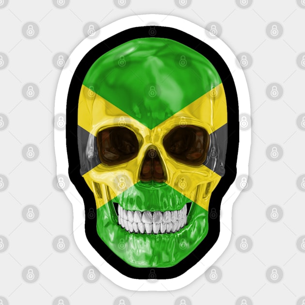Jamaica Flag Skull - Gift for Jamaican With Roots From Jamaica Sticker by Country Flags